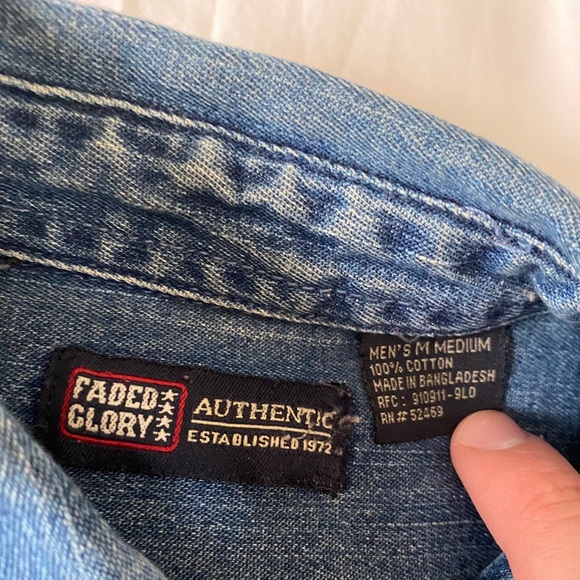 Unisex Denim Button-down Shirt - Picture 3 of 3